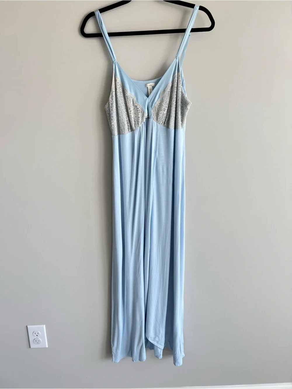 Soma cool nights powder blue and lace sleeveless v neck wrap nightgown size xl